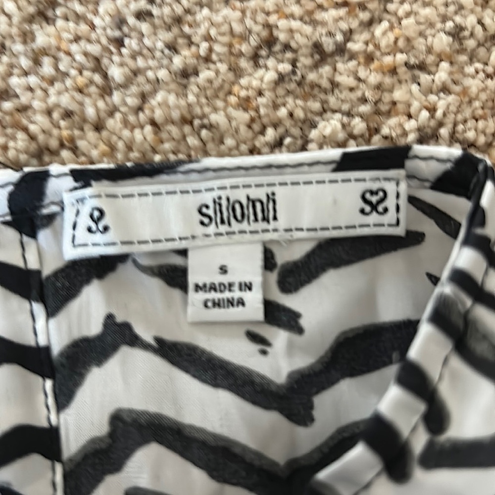 Sioni Long Button Sleeve Black and White Shirt Blouse Top **Size S** - Picture 5 of 5